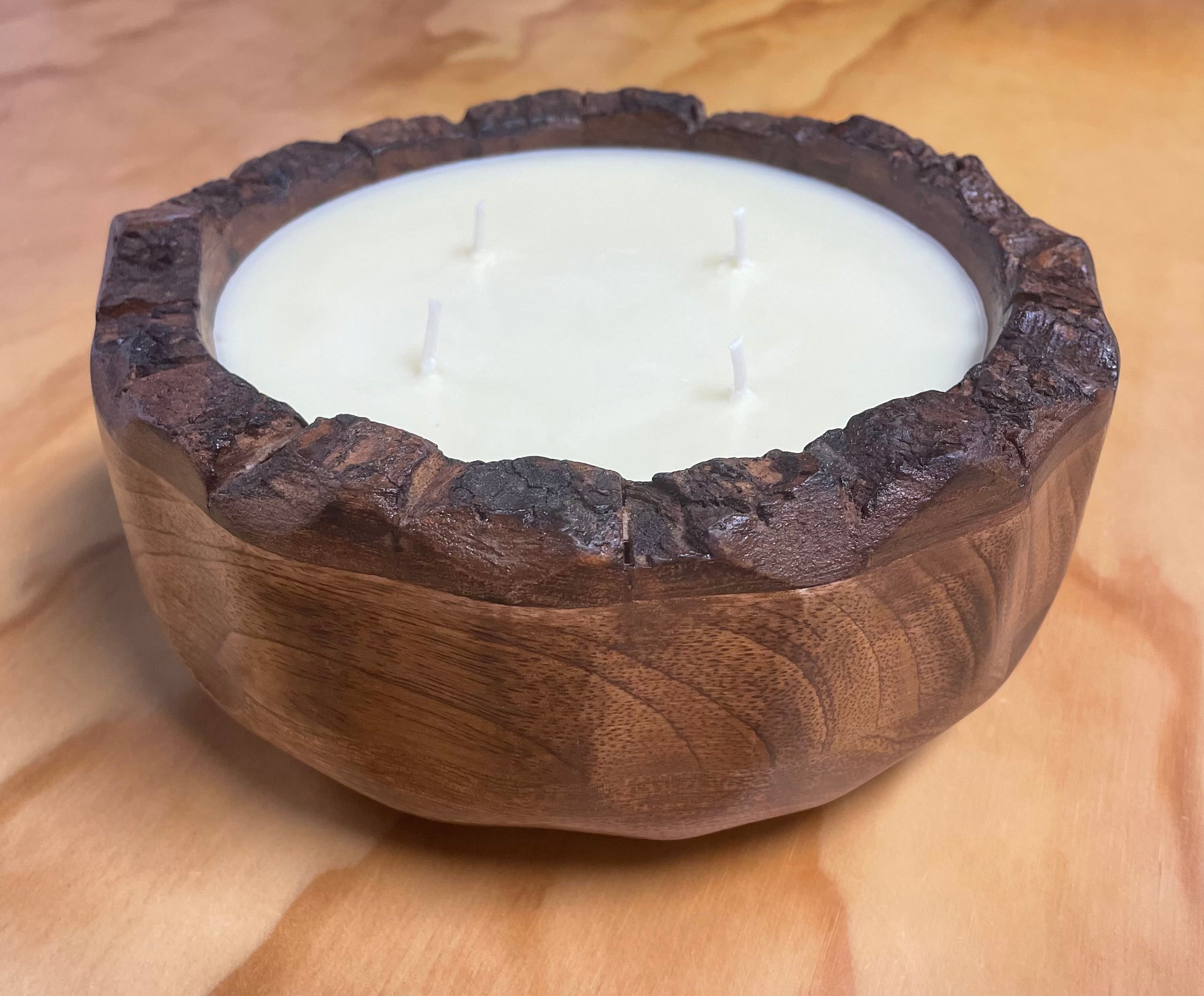 Himalayan Endurance Wood Bowl Candle 30oz | Orange Grove with wicks
