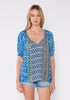 Hannah Bohemian Multi Print Puff Sleeve Blouse front