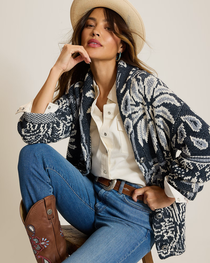 Tommy Bahama x Stetson Palmdana Cardigan, DK Bluesotne-front