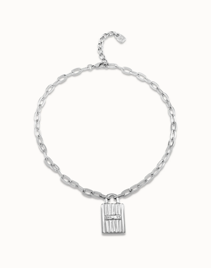 Silver pendant with links and padlock pendant