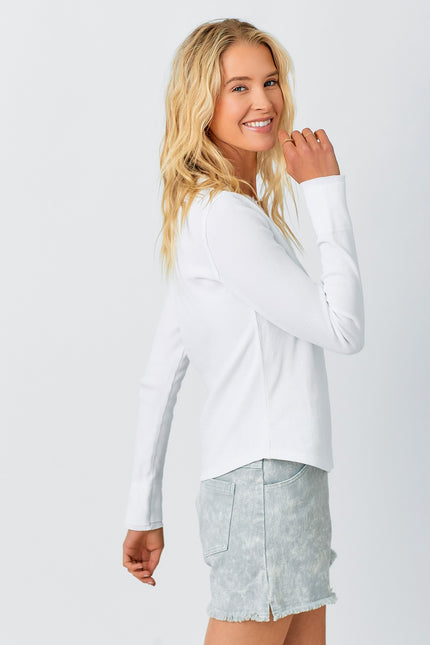 Piper Washed Thermal Henley Top off white side