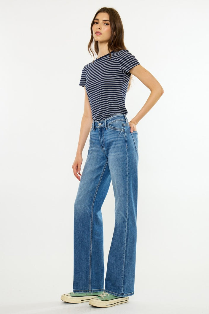 ABYSS MID RISE SLIM WIDE, med dark-front/side