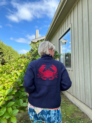 Cozy Crab Cardigan navy back