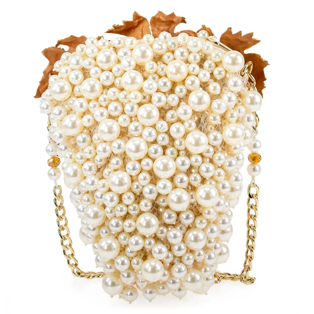 Grapes Galore Beaded and Pearl Cluster of Grapes Handbag back