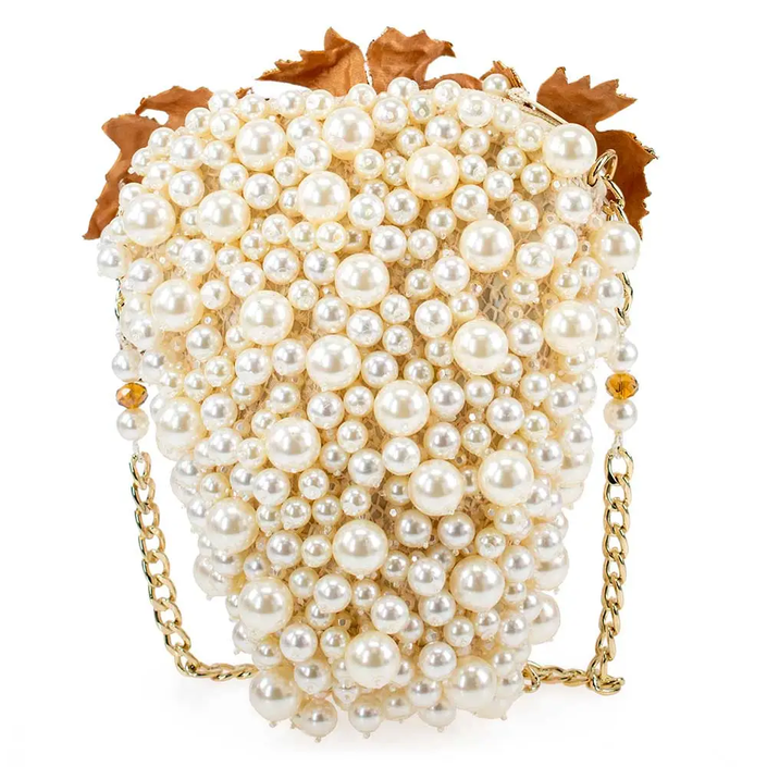 Grapes Galore Beaded and Pearl Cluster of Grapes Handbag back