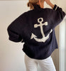 Navy Anchor Varsity Cardigan