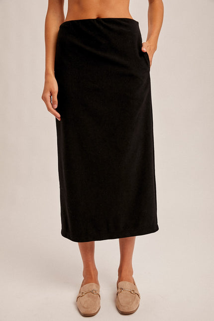 Brushed Textured Midi Skirt