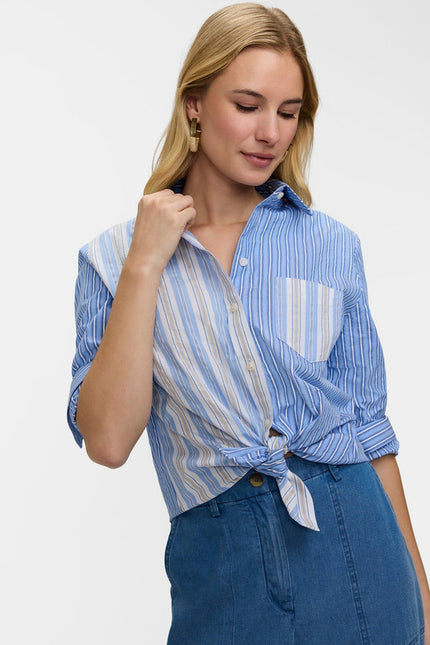 Meghan LS Seersucker Shirt tied
