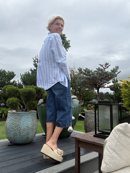 Sea Stripe Relaxed L/S Shirt, beachcomber blue-back
