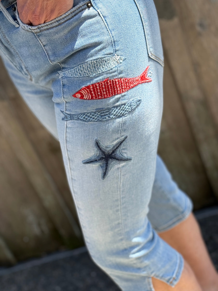 Driftwood CLAMDIGGER X SEASIDE left leg details