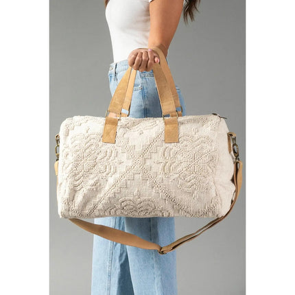 Cream Vintage Inspired Textured Duffel