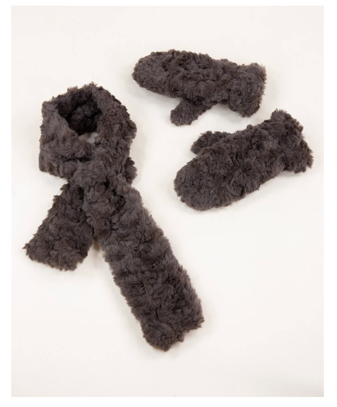 Minky Swirls Faux Fur Keyhole Scarf ( Mittens not included) brown