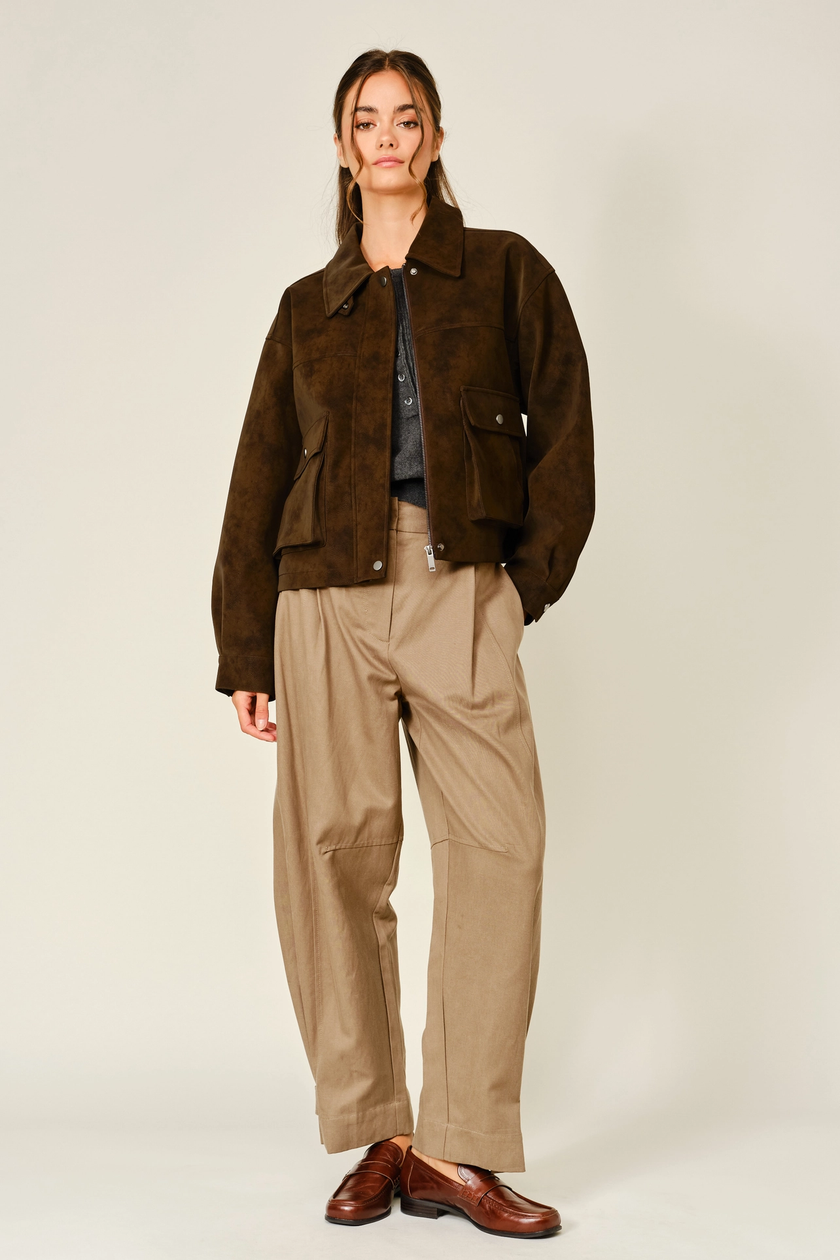 Vintage Vegan Leather Bomber Jacket