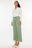 HIGH RISE CROPPED WIDE LEG olive front/side