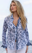 Indigo Floral Button Down Shirt