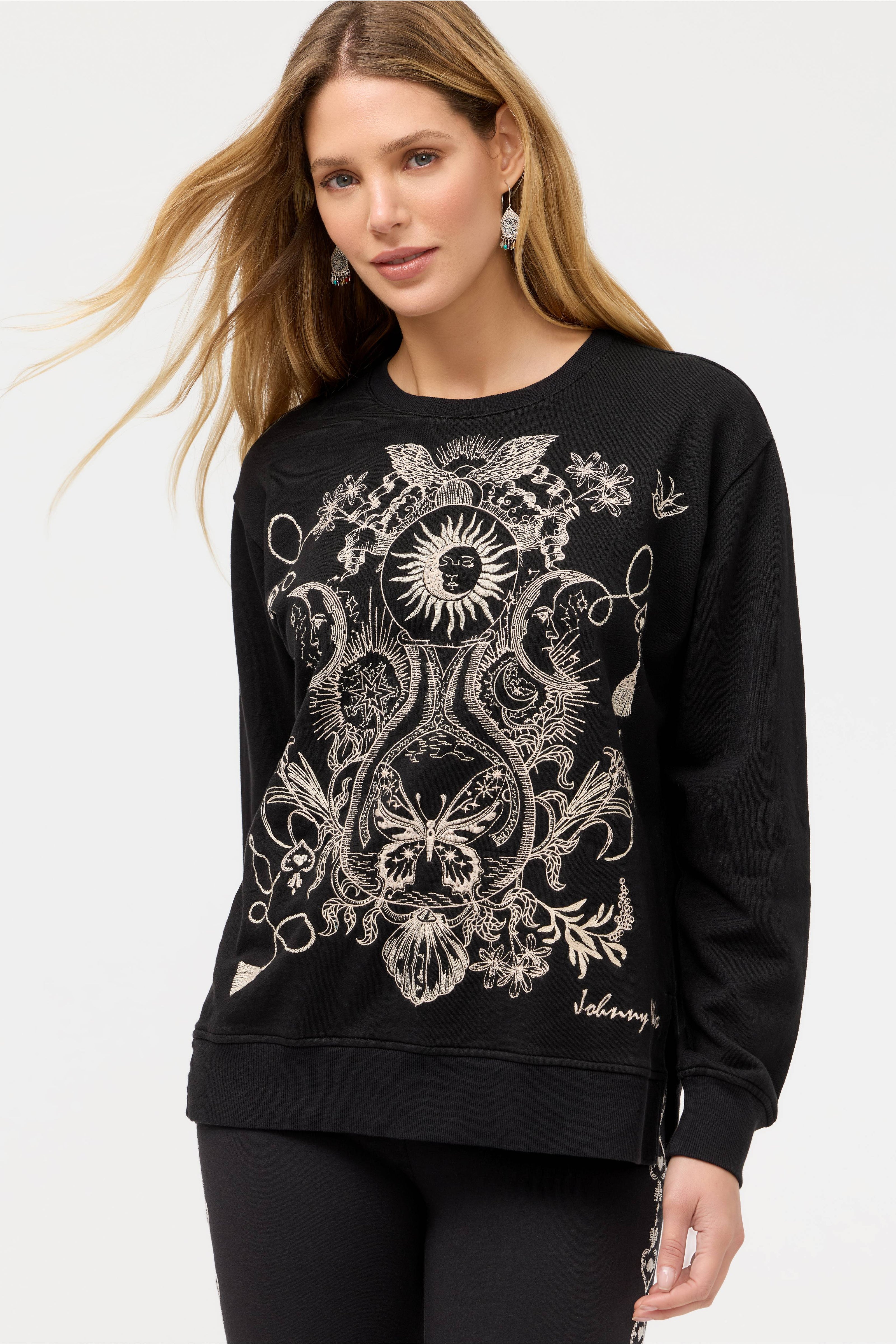 Johnny Was Krysallis  Sweatshirt black front