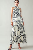 Deloris All Over Printed Halter Neck Tiered Maxi