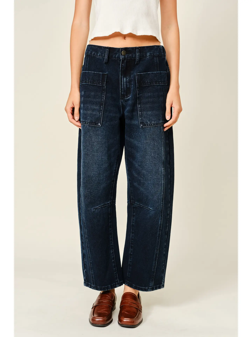 Dark Washed Barrel Jeans