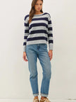 Lucys Angora Blend Striped Sweater, navy-front