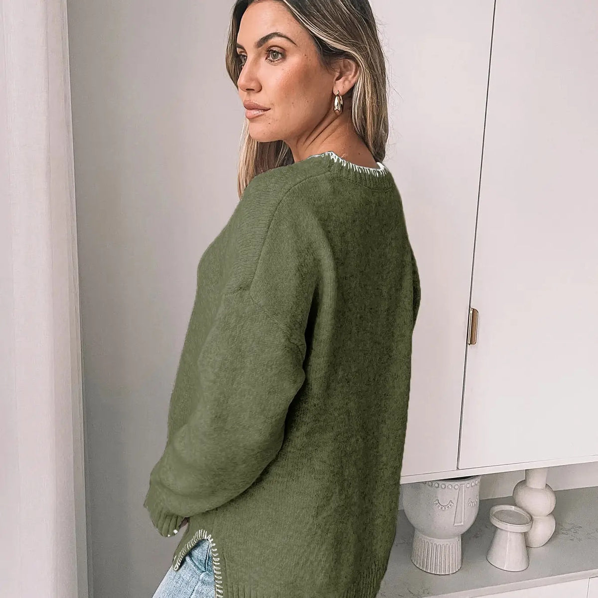 Split-End Pullover Sweater