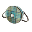 Scottish Harris Tweed Round Shoulder Bag - - Turquoise Tartan
