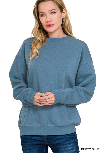 Fleece Crewneck Pullover Sweatshirts dusty blue