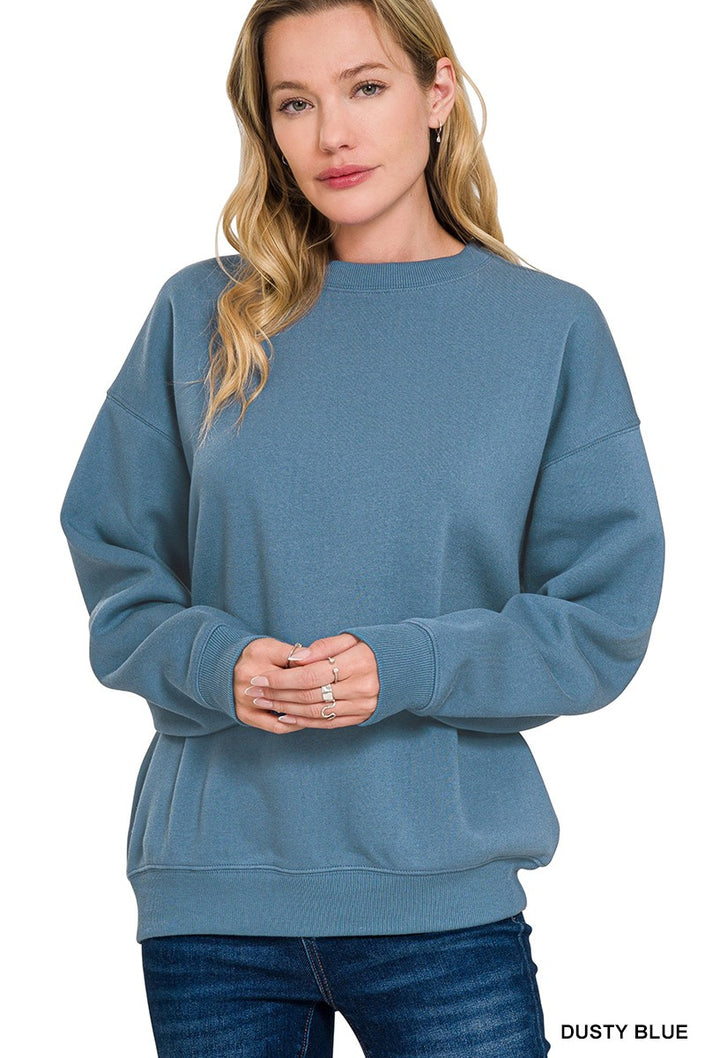 Fleece Crewneck Pullover Sweatshirts dusty blue