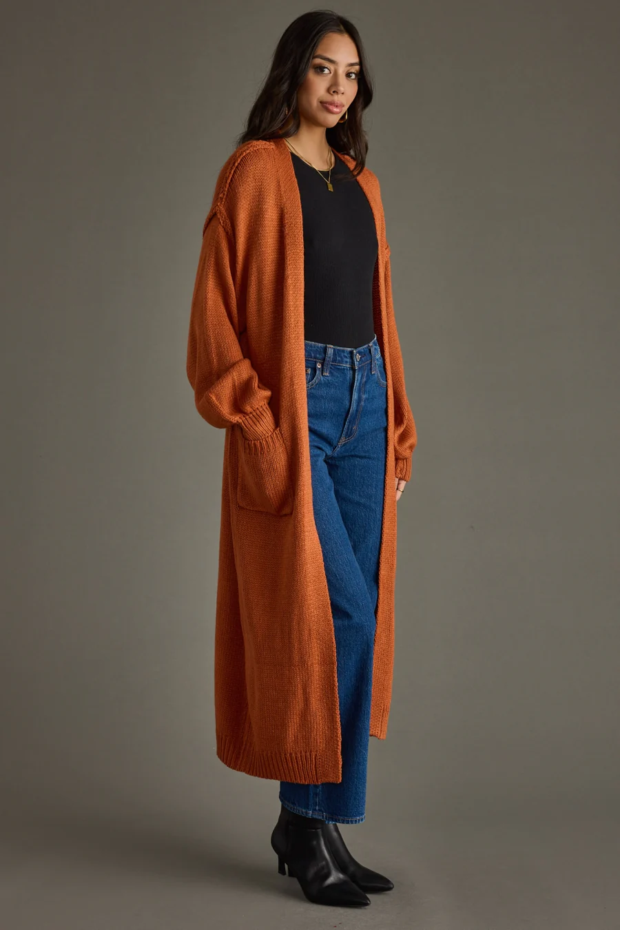 Duster Cardigan  rust front/side