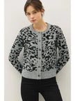 Lila Leopard Knit Cardigan, heather gray-front
