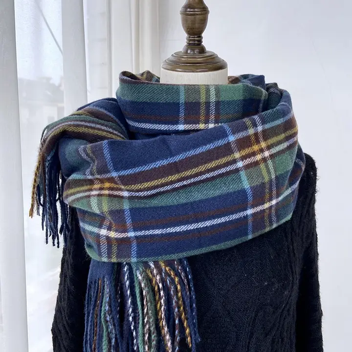 Winter Plaid Scarf blue