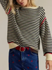 Striped Crewneck Knit Sweater | Loose Fit Pullover Top