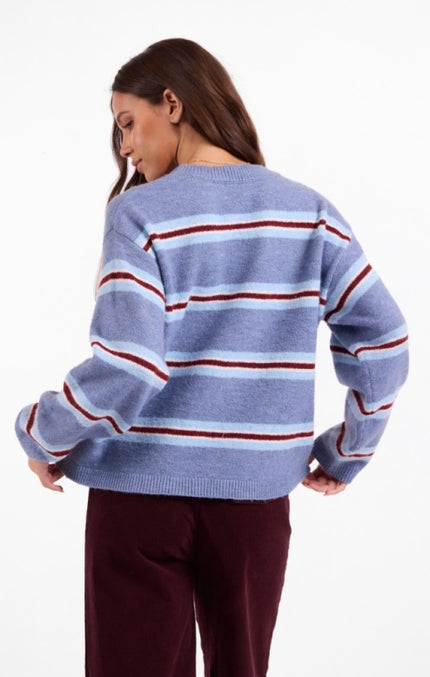 Hudson Stripe Sweater, blue multi-back