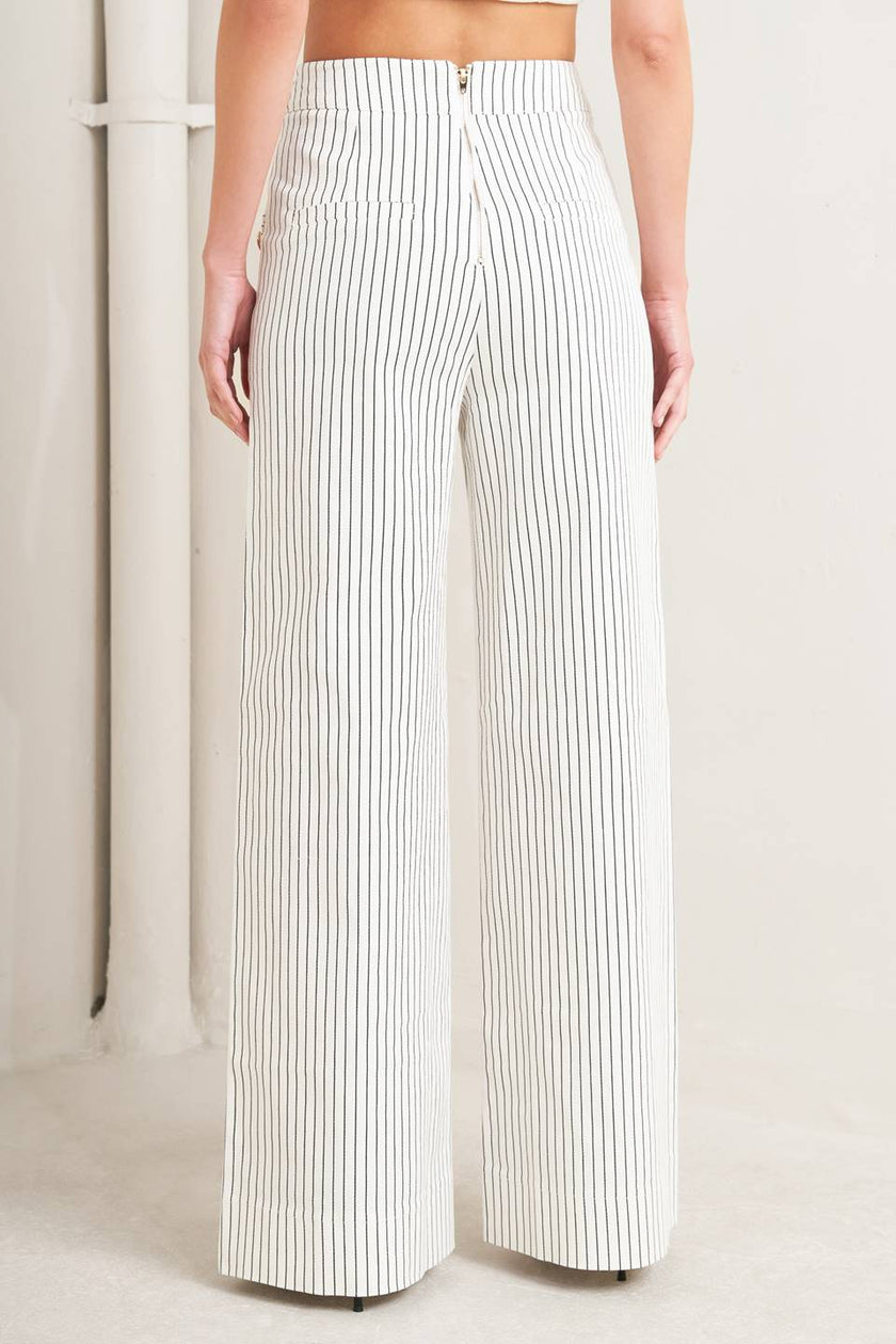 Donna striped woven pant, black/white-back