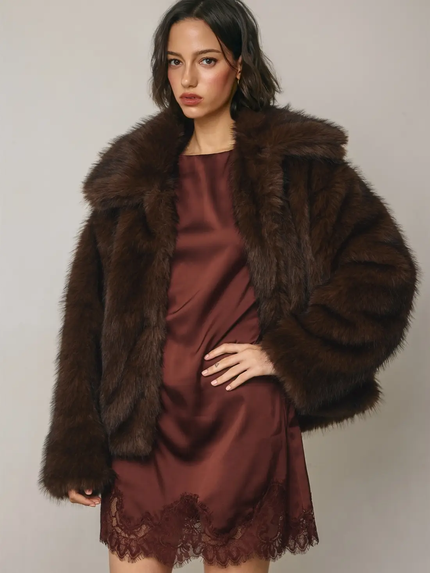 Kennedy Lapel Faux Fur Coat