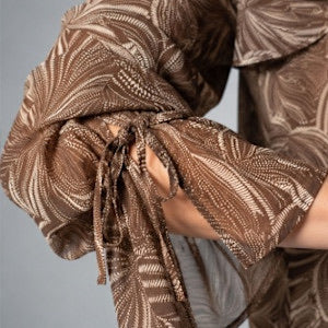 Vivian's LS  Ruffle Woven Blouse