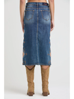 Aztec Embroidery Md Blue Long Skirt back
