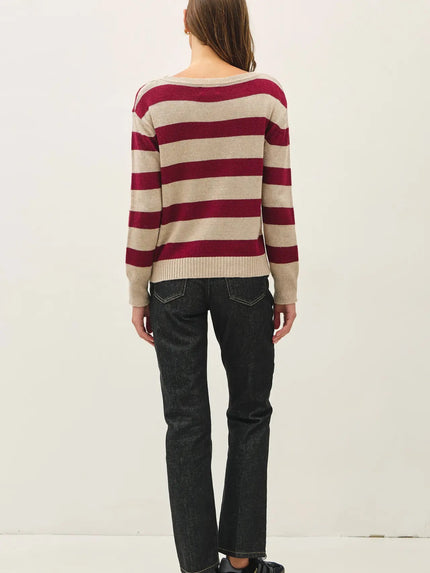 Lucys Angora Blend Striped Sweater, wine-back