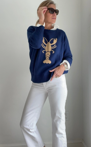 Chunky Campus Lobster Sweater model full outfit