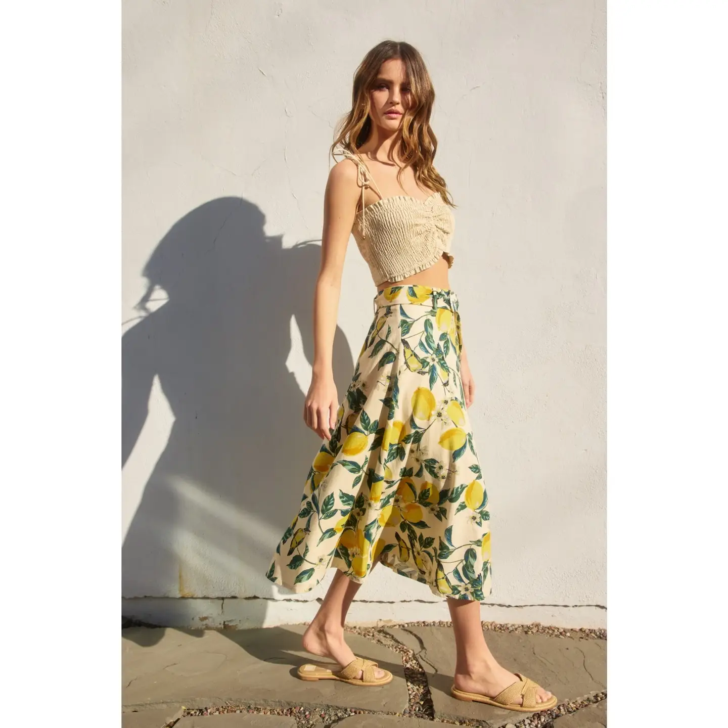 Vintage Lemonade Buckled A Line Midi Skirt