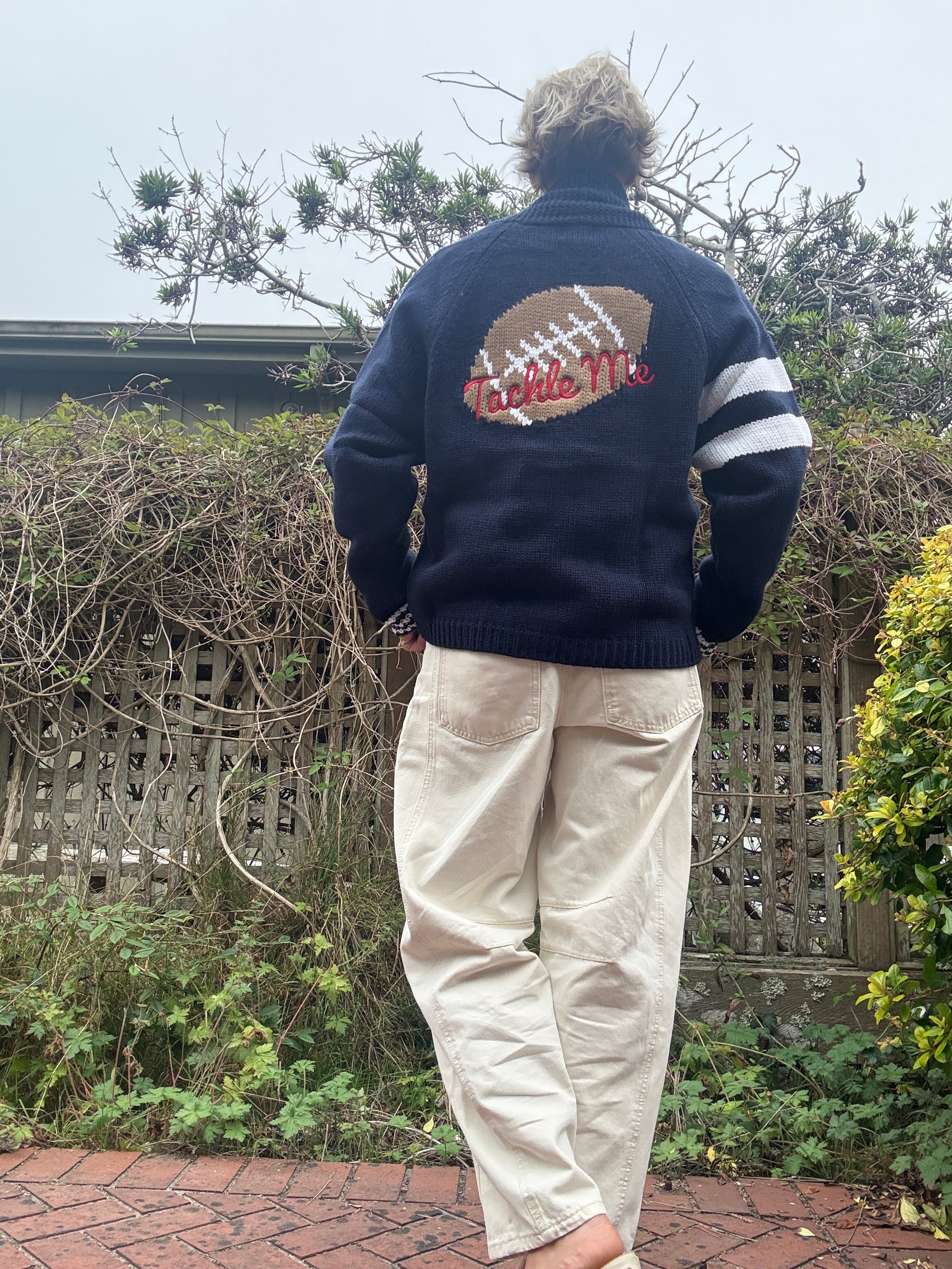 Tackle Me Cardigan navy back