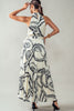 Deloris All Over Printed Halter Neck Tiered Maxi