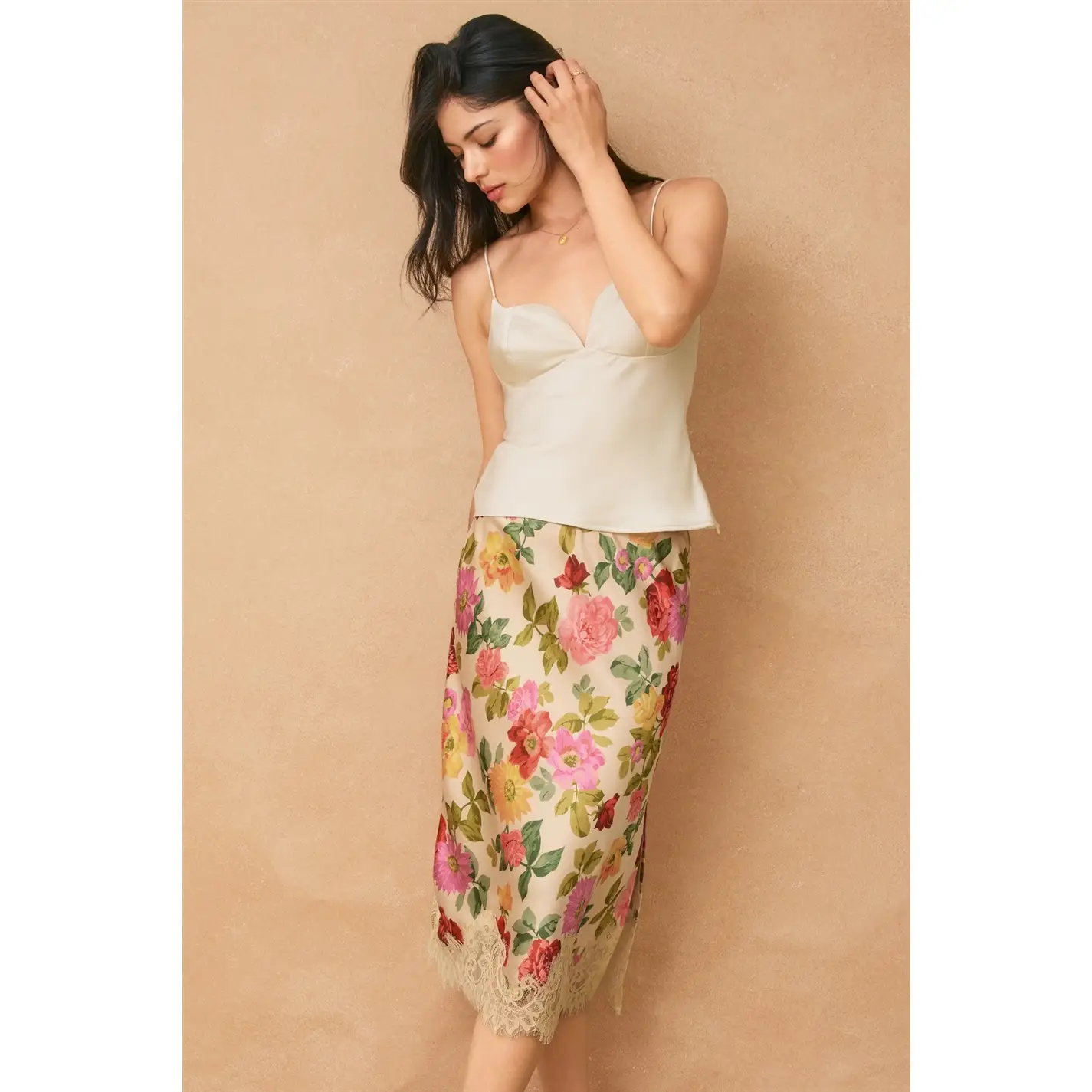 Gift of Love Lace Hem Pencil Skirt romantic garden front