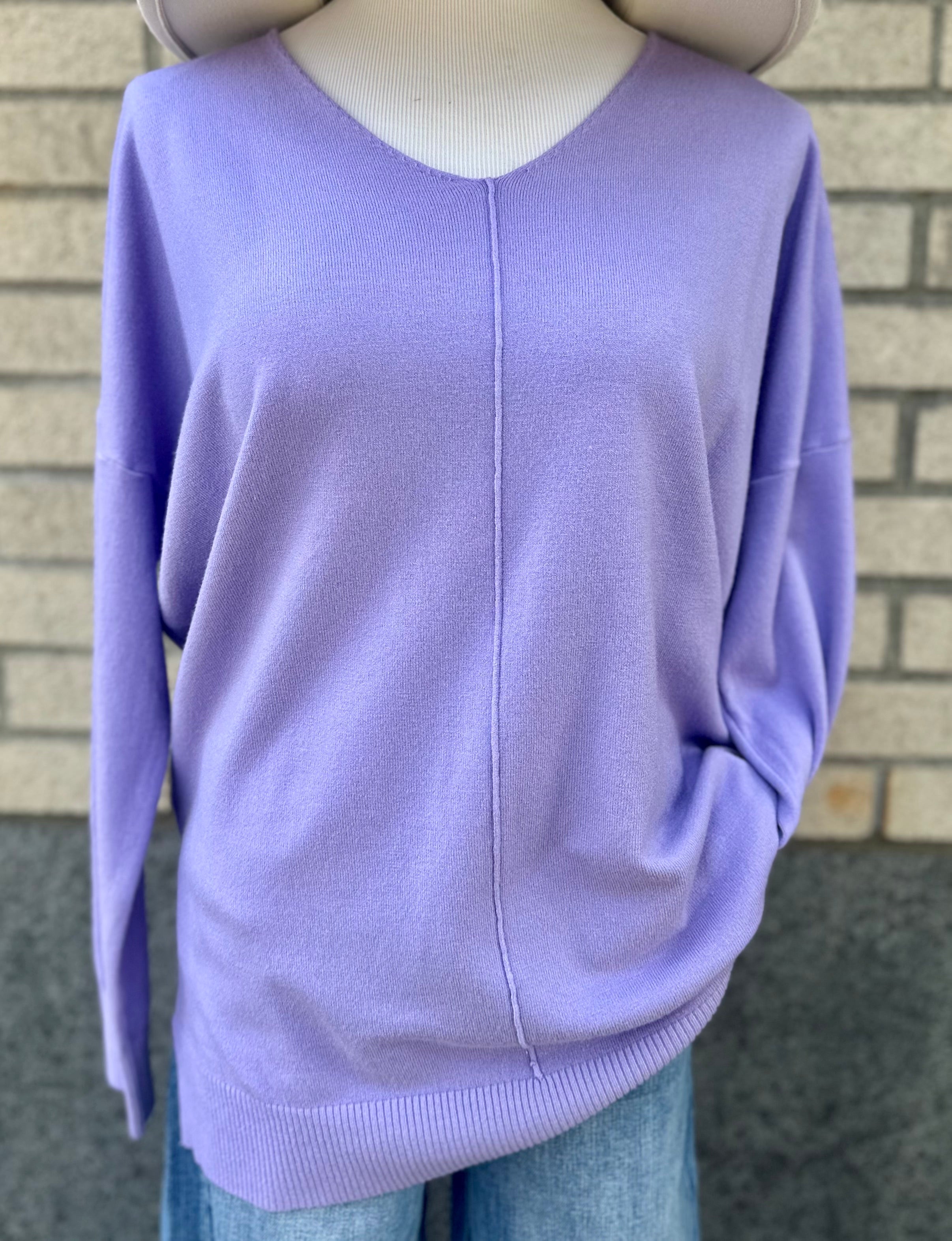  Christi Front Seam Sweater ~Periwinkle