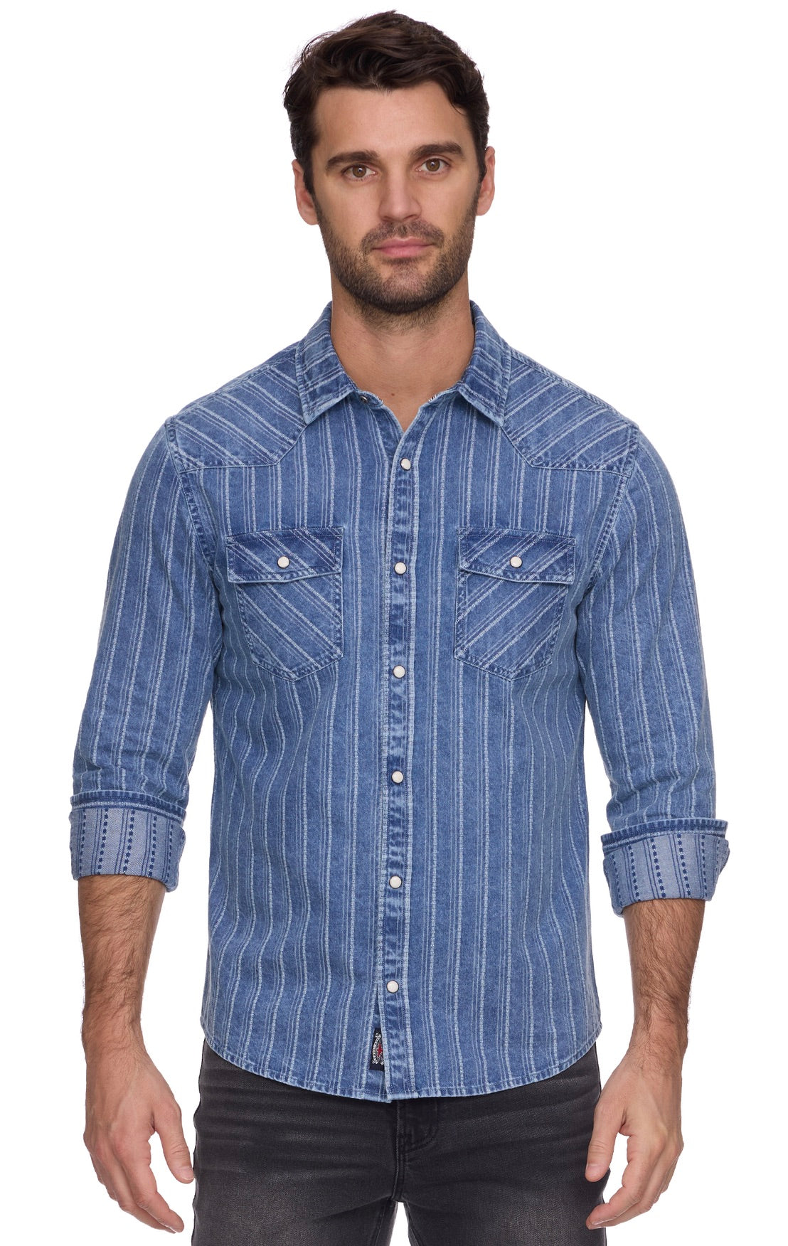Lineville LS Textured Stripe Western Shirt