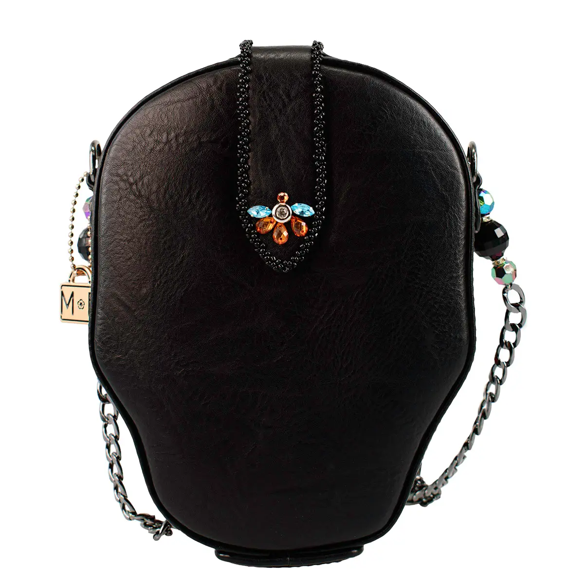 Bella Noche Sugar Skull Beaded Floral Crossbody Handbag back