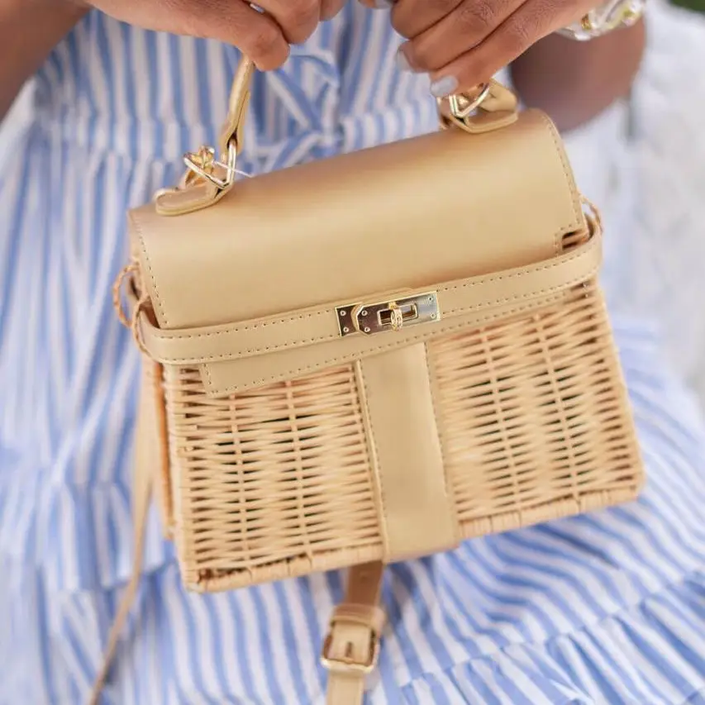 Celine Wicker Handbag Gold