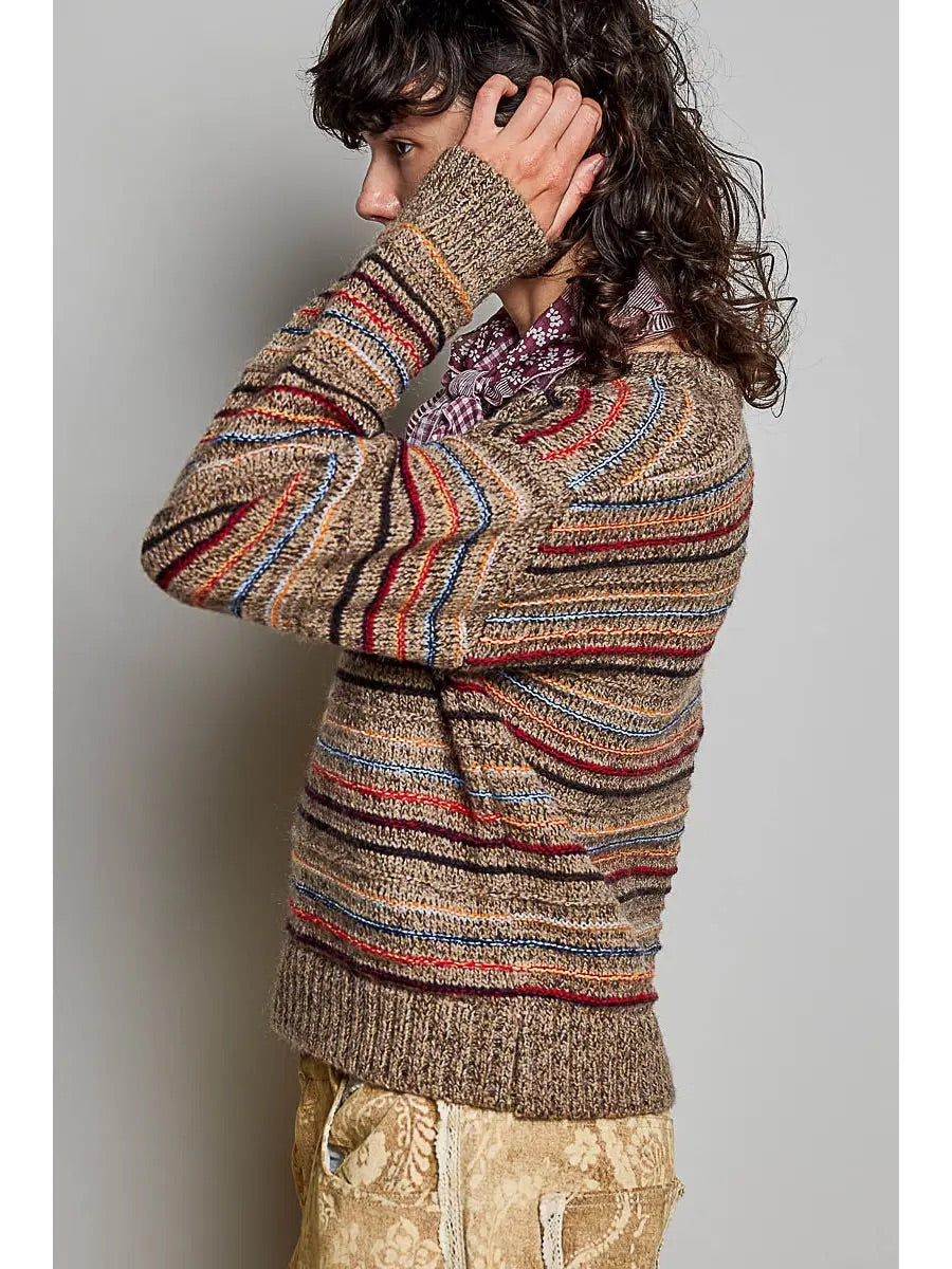 Suzy Striped Brushed Knit Sweater One Size
