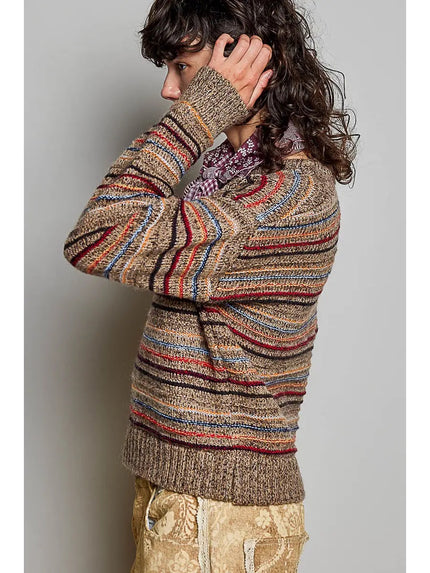 Suzy Striped Brushed Knit Sweater One Size