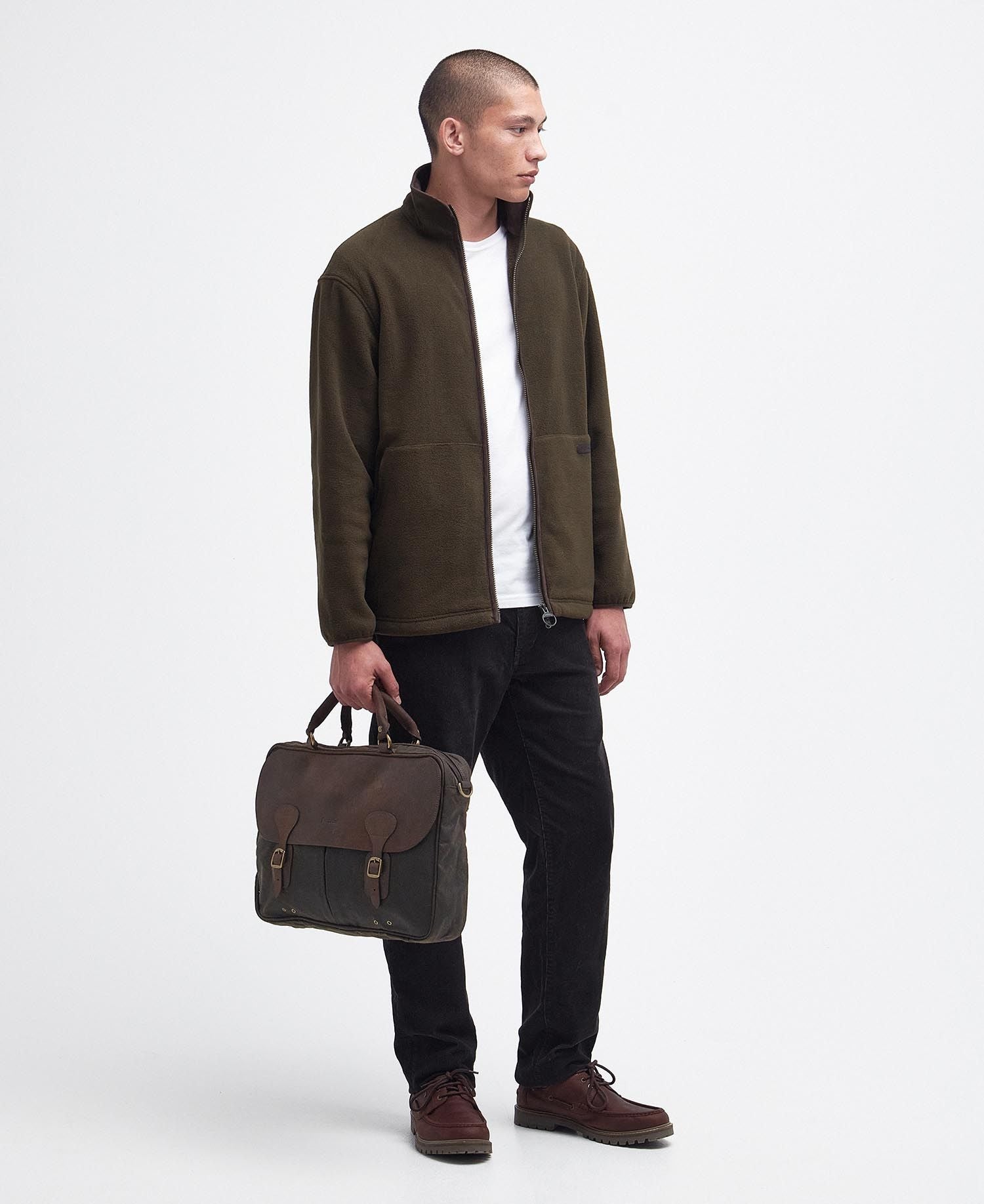 Barbour Wax Leather Briefcase Olive One Size