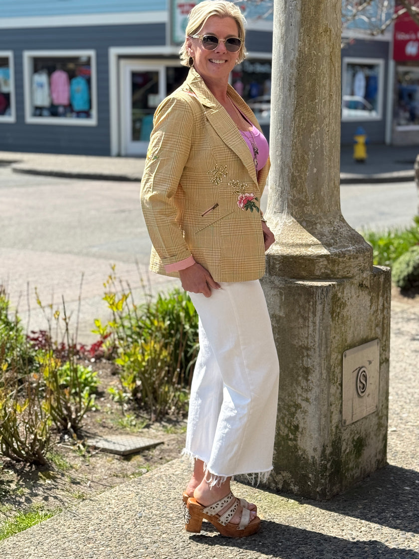 YD PLAID EMBROIDERED BLAZER right side